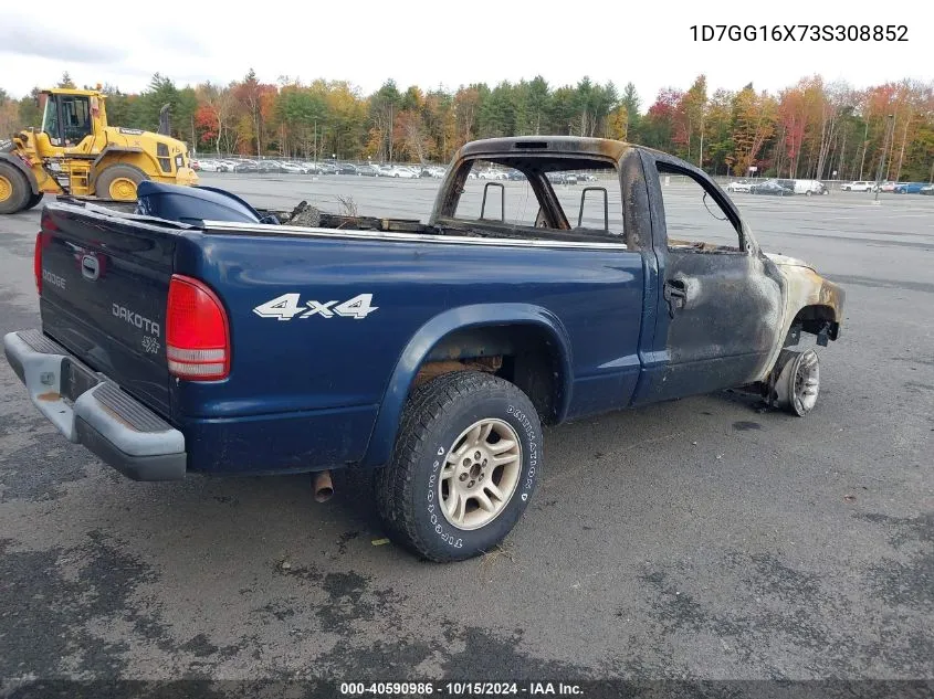 2003 Dodge Dakota VIN: 1D7GG16X73S308852 Lot: 40590986