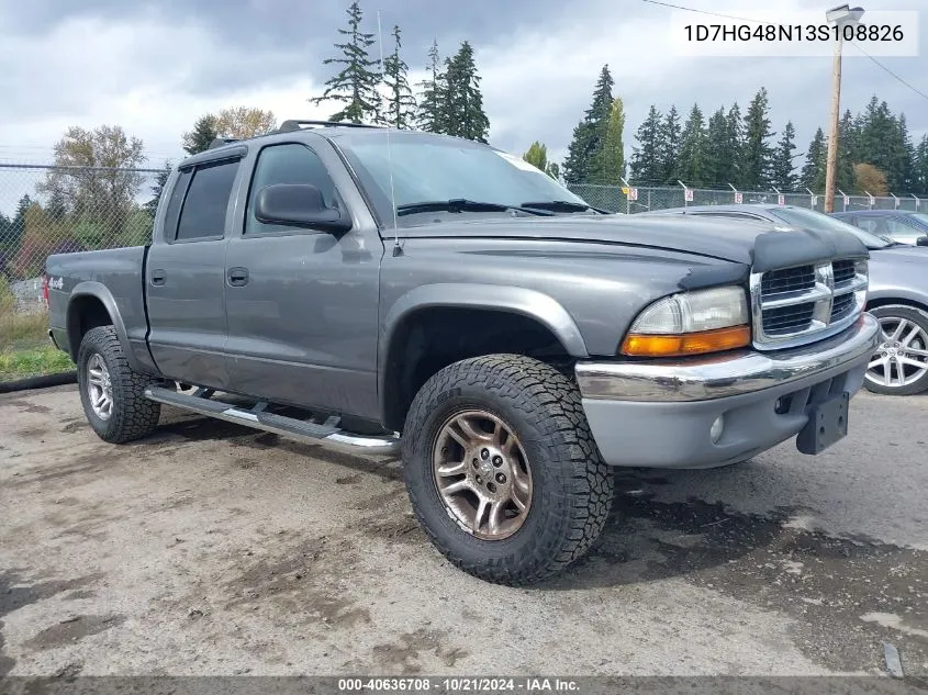 2003 Dodge Dakota Quad Slt VIN: 1D7HG48N13S108826 Lot: 40636708