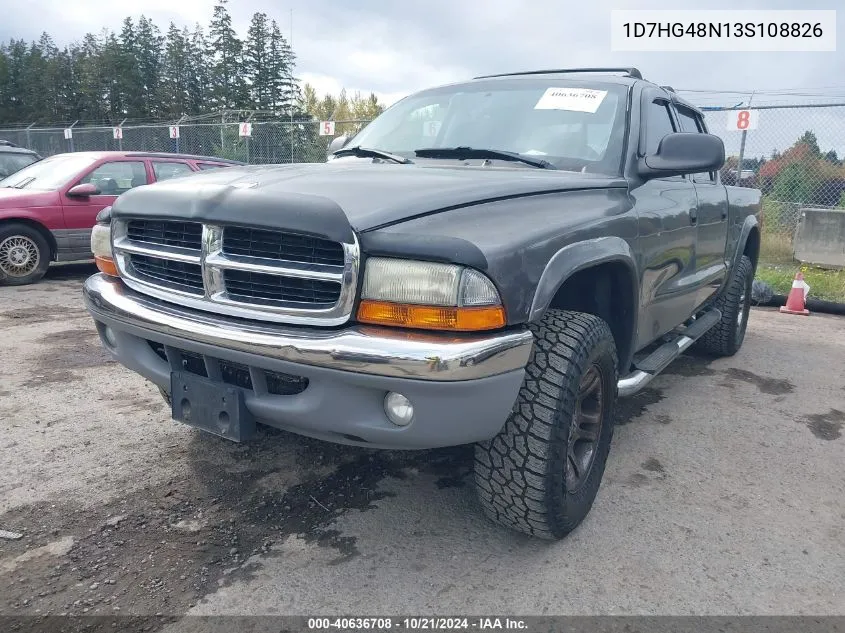 2003 Dodge Dakota Quad Slt VIN: 1D7HG48N13S108826 Lot: 40636708