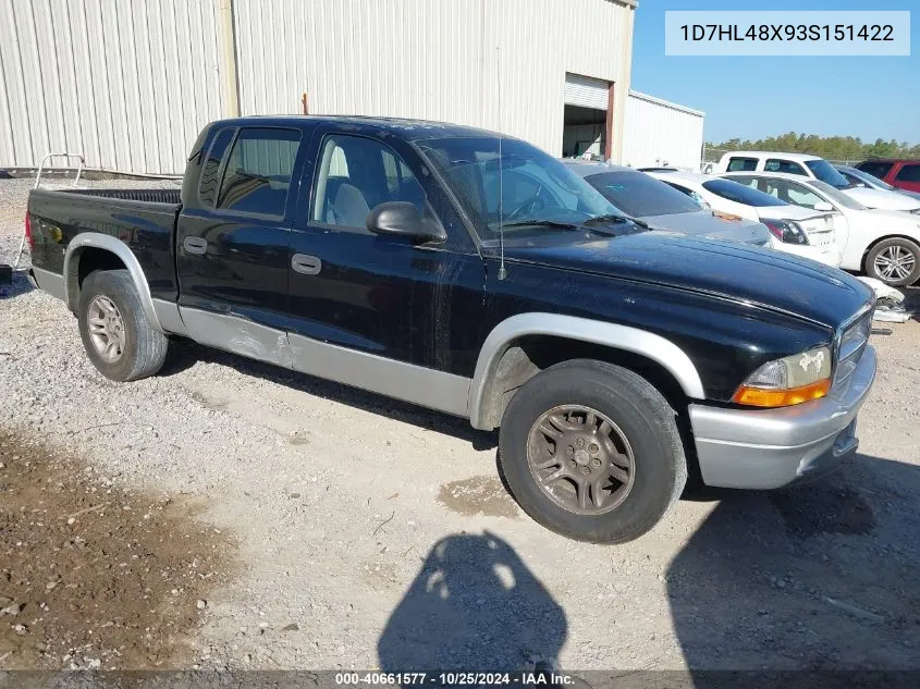 2003 Dodge Dakota Slt VIN: 1D7HL48X93S151422 Lot: 40661577