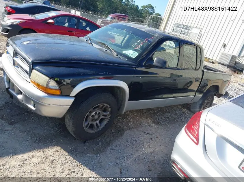 2003 Dodge Dakota Slt VIN: 1D7HL48X93S151422 Lot: 40661577