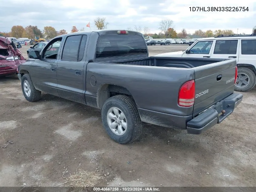 2003 Dodge Dakota Sport/Sxt VIN: 1D7HL38N33S226754 Lot: 40667258