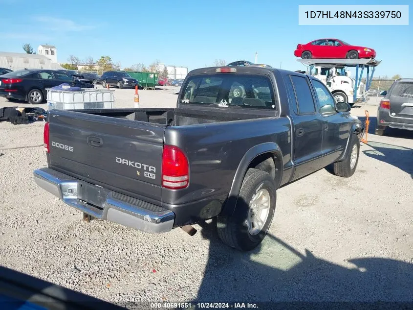 1D7HL48N43S339750 2003 Dodge Dakota Slt