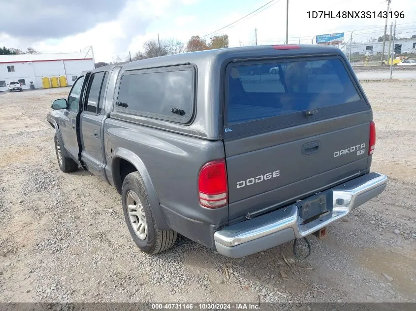 2003 Dodge Dakota Slt VIN: 1D7HL48NX3S143196 Lot: 40731146