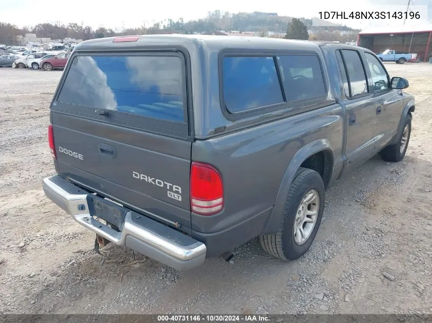 2003 Dodge Dakota Slt VIN: 1D7HL48NX3S143196 Lot: 40731146