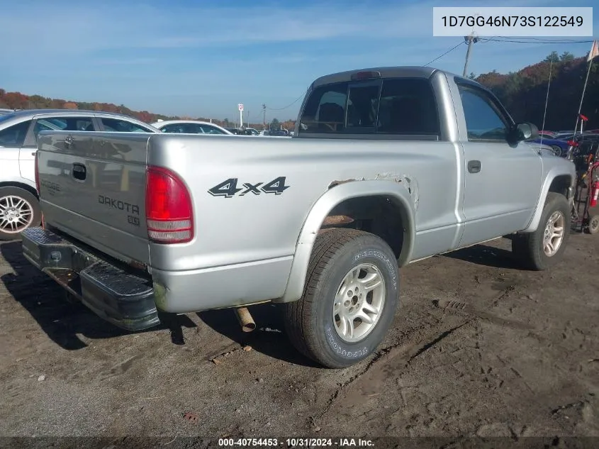 2003 Dodge Dakota Slt VIN: 1D7GG46N73S122549 Lot: 40754453