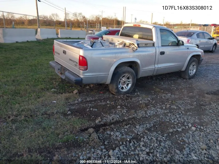 1D7FL16X83S308012 2003 Dodge Dakota