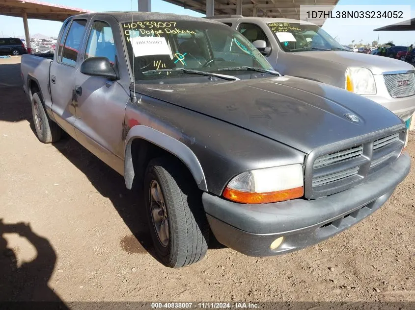 2003 Dodge Dakota Sport/Sxt VIN: 1D7HL38N03S234052 Lot: 40838007