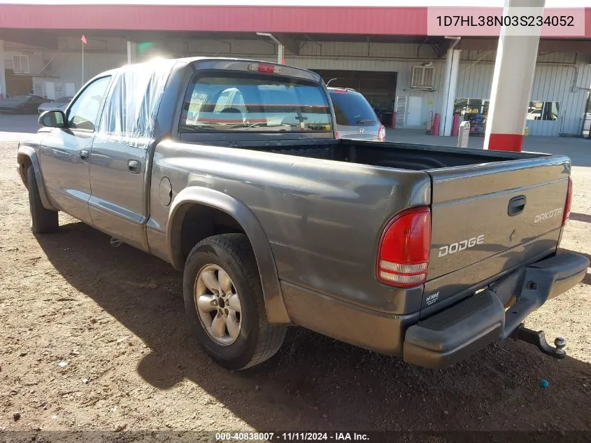 2003 Dodge Dakota Sport/Sxt VIN: 1D7HL38N03S234052 Lot: 40838007