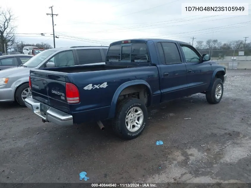 2003 Dodge Dakota Slt VIN: 1D7HG48N23S105949 Lot: 40844540