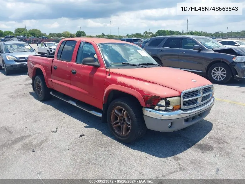 2004 Dodge Dakota Slt VIN: 1D7HL48N74S663843 Lot: 39523672