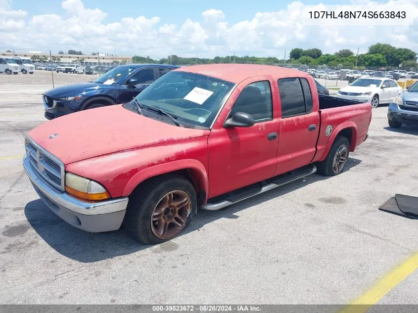 2004 Dodge Dakota Slt VIN: 1D7HL48N74S663843 Lot: 39523672