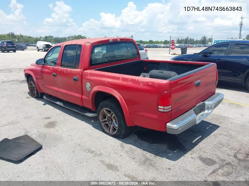 2004 Dodge Dakota Slt VIN: 1D7HL48N74S663843 Lot: 39523672