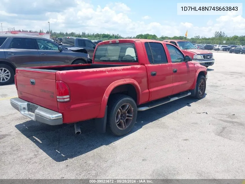 2004 Dodge Dakota Slt VIN: 1D7HL48N74S663843 Lot: 39523672