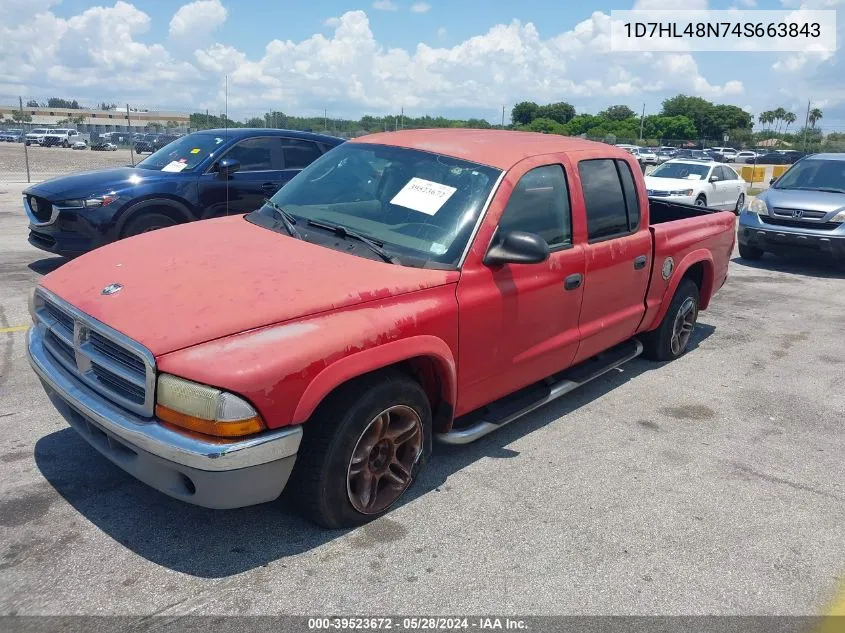 2004 Dodge Dakota Slt VIN: 1D7HL48N74S663843 Lot: 39523672