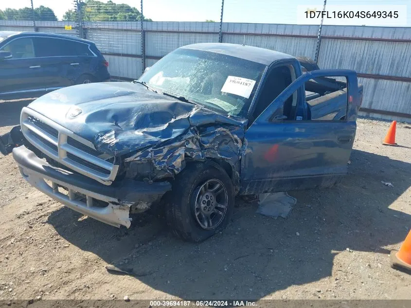 1D7FL16K04S649345 2004 Dodge Dakota