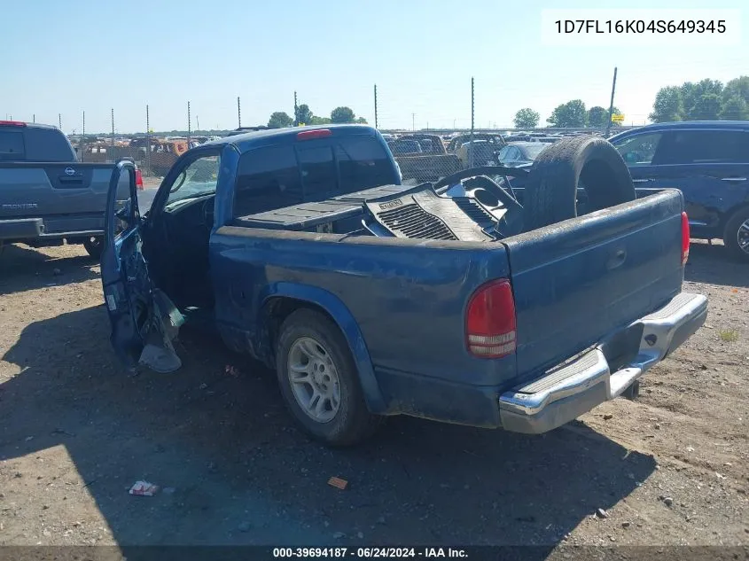 1D7FL16K04S649345 2004 Dodge Dakota