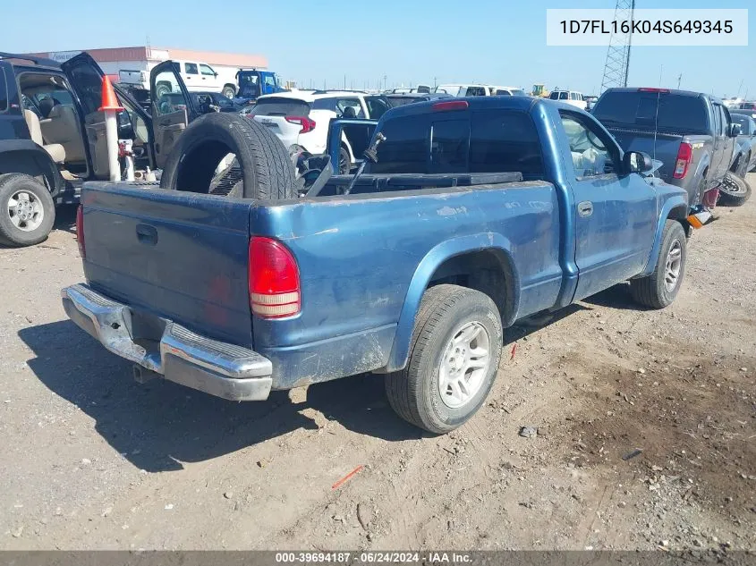 1D7FL16K04S649345 2004 Dodge Dakota