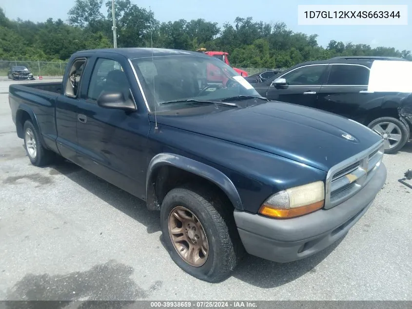 2004 Dodge Dakota VIN: 1D7GL12KX4S663344 Lot: 39938659