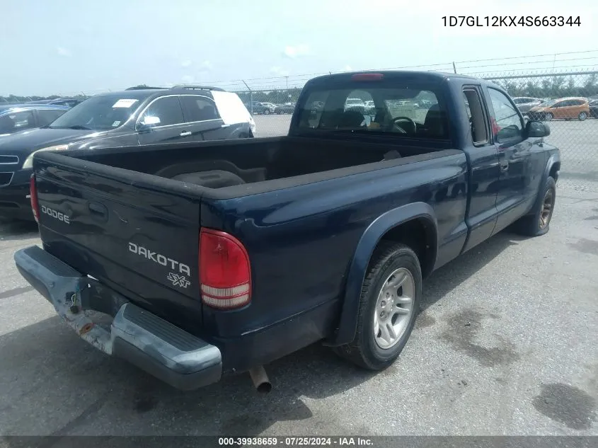 2004 Dodge Dakota VIN: 1D7GL12KX4S663344 Lot: 39938659