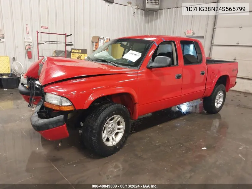 2004 Dodge Dakota Sport/Sxt VIN: 1D7HG38N24S565799 Lot: 40049889