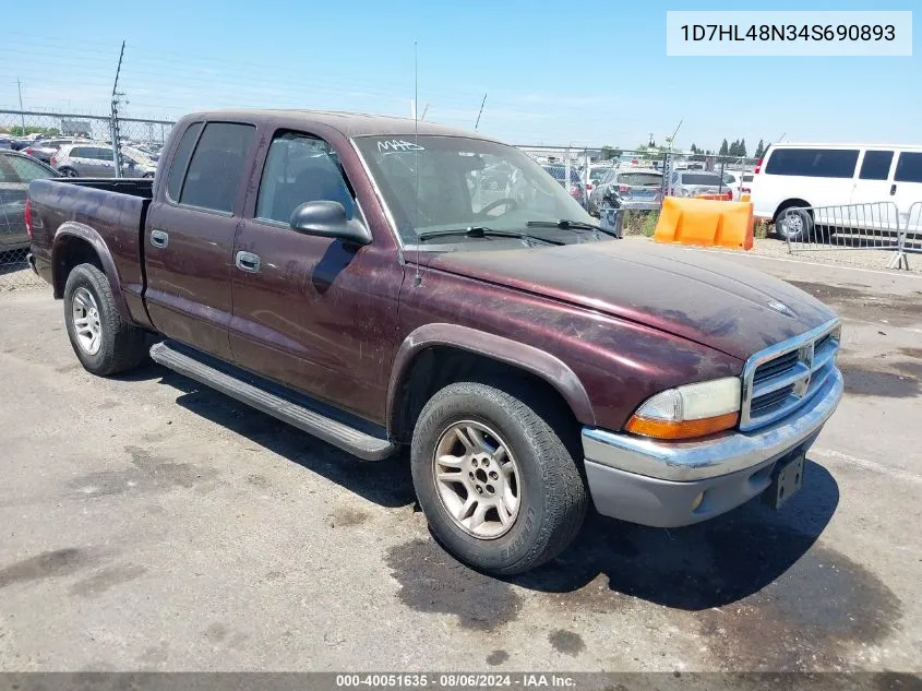 2004 Dodge Dakota Slt VIN: 1D7HL48N34S690893 Lot: 40051635