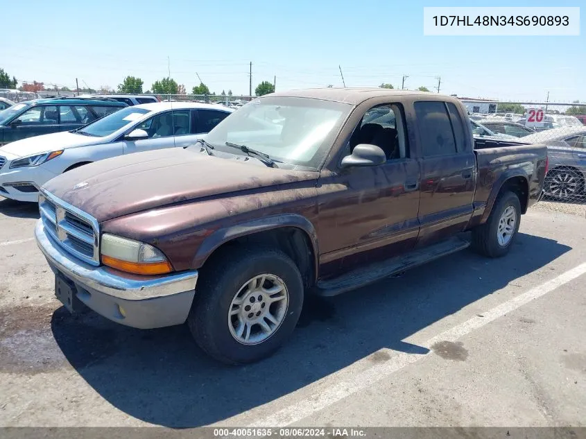 2004 Dodge Dakota Slt VIN: 1D7HL48N34S690893 Lot: 40051635