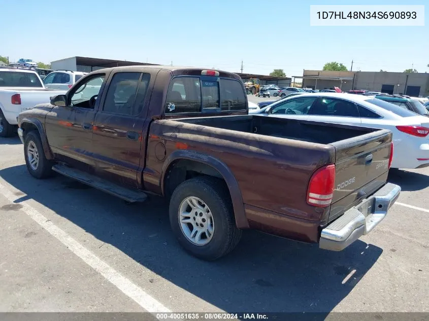 1D7HL48N34S690893 2004 Dodge Dakota Slt