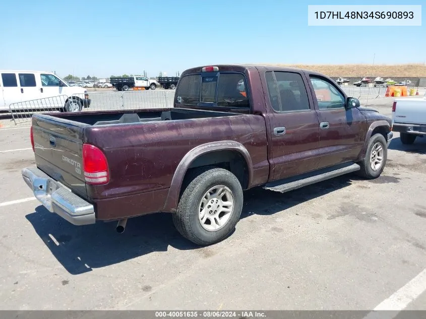 2004 Dodge Dakota Slt VIN: 1D7HL48N34S690893 Lot: 40051635