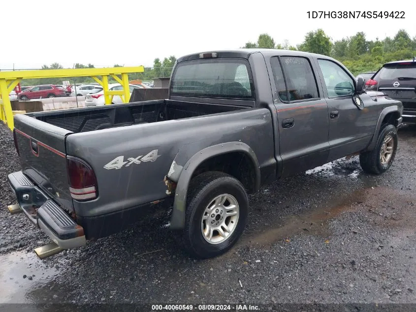 2004 Dodge Dakota Sport/Sxt VIN: 1D7HG38N74S549422 Lot: 40060549