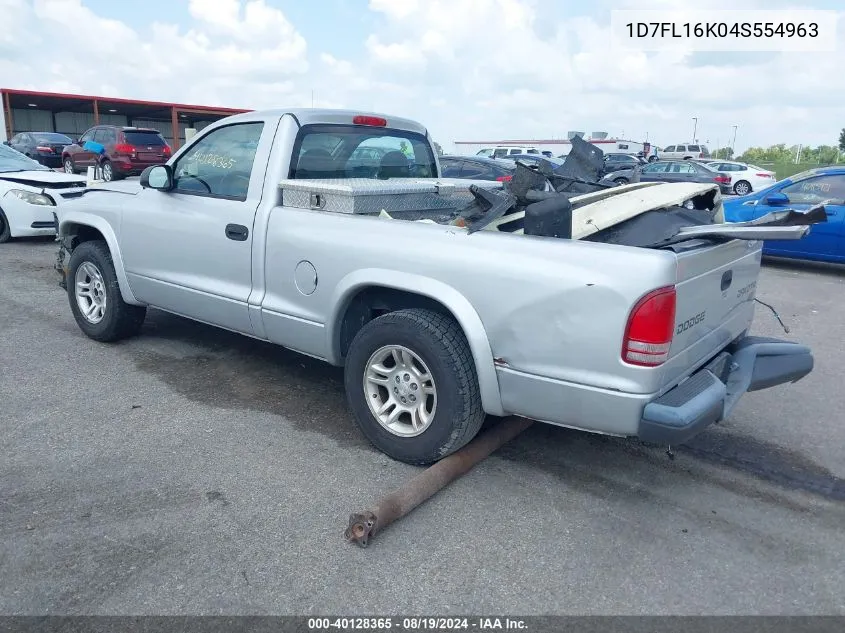 2004 Dodge Dakota VIN: 1D7FL16K04S554963 Lot: 40128365