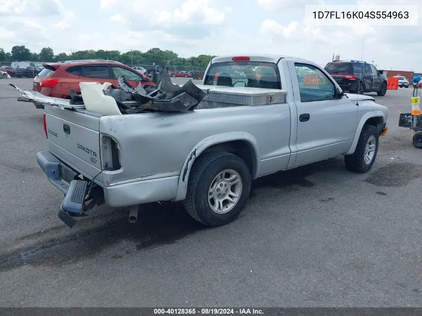 2004 Dodge Dakota VIN: 1D7FL16K04S554963 Lot: 40128365