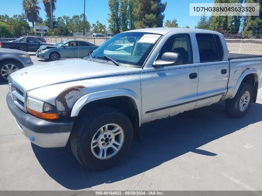 2004 Dodge Dakota Sport/Sxt VIN: 1D7HG38N04S633520 Lot: 40164922