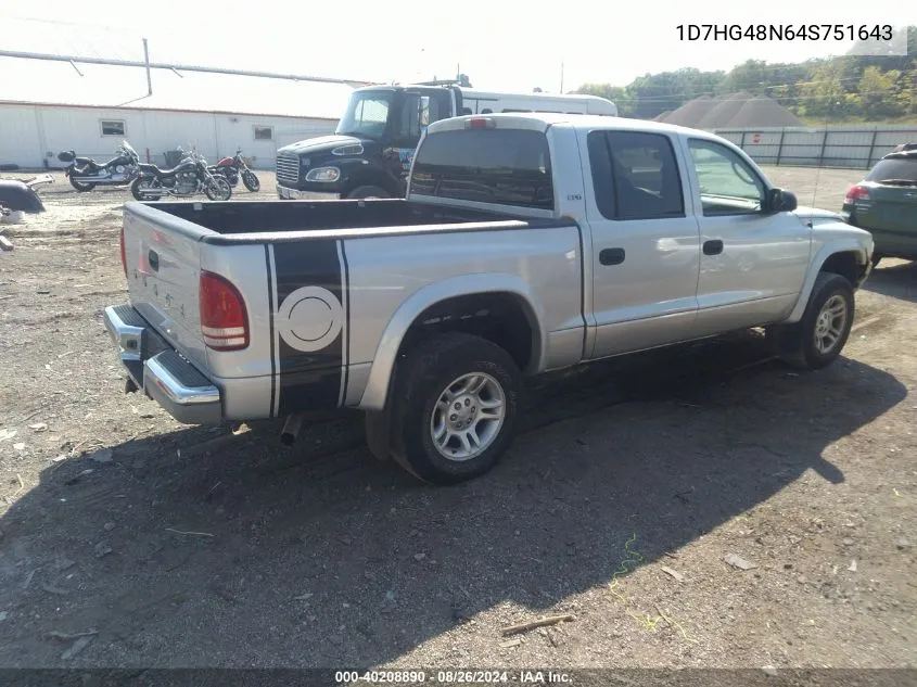 1D7HG48N64S751643 2004 Dodge Dakota Slt