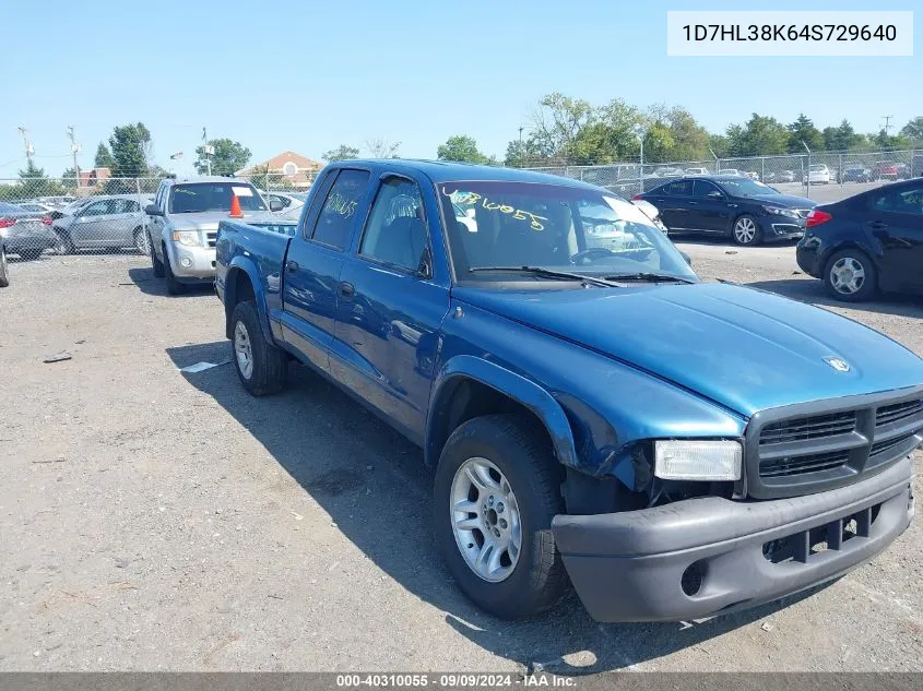 2004 Dodge Dakota Sport/Sxt VIN: 1D7HL38K64S729640 Lot: 40310055