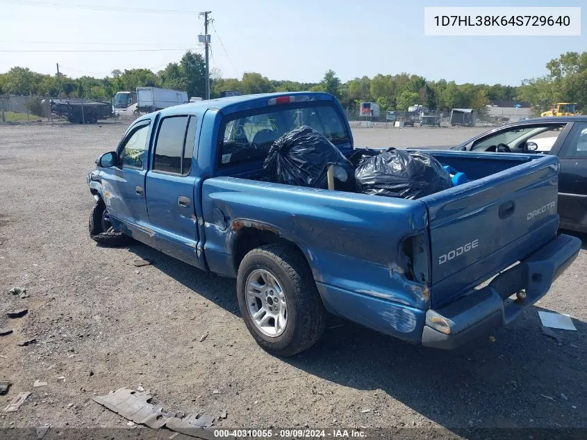 2004 Dodge Dakota Sport/Sxt VIN: 1D7HL38K64S729640 Lot: 40310055