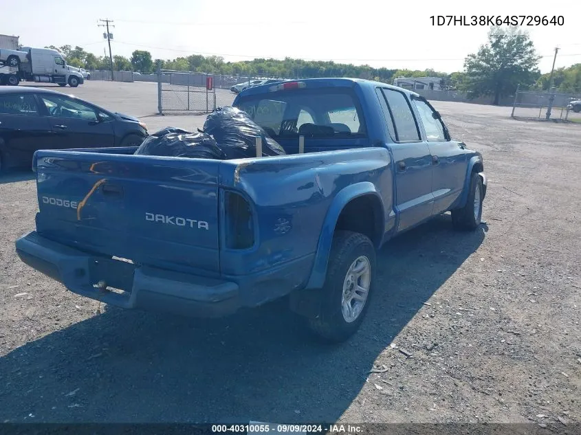 2004 Dodge Dakota Sport/Sxt VIN: 1D7HL38K64S729640 Lot: 40310055