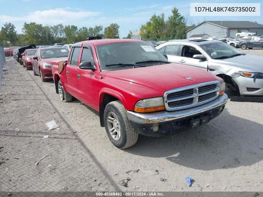 2004 Dodge Dakota Slt VIN: 1D7HL48K74S735002 Lot: 40369492