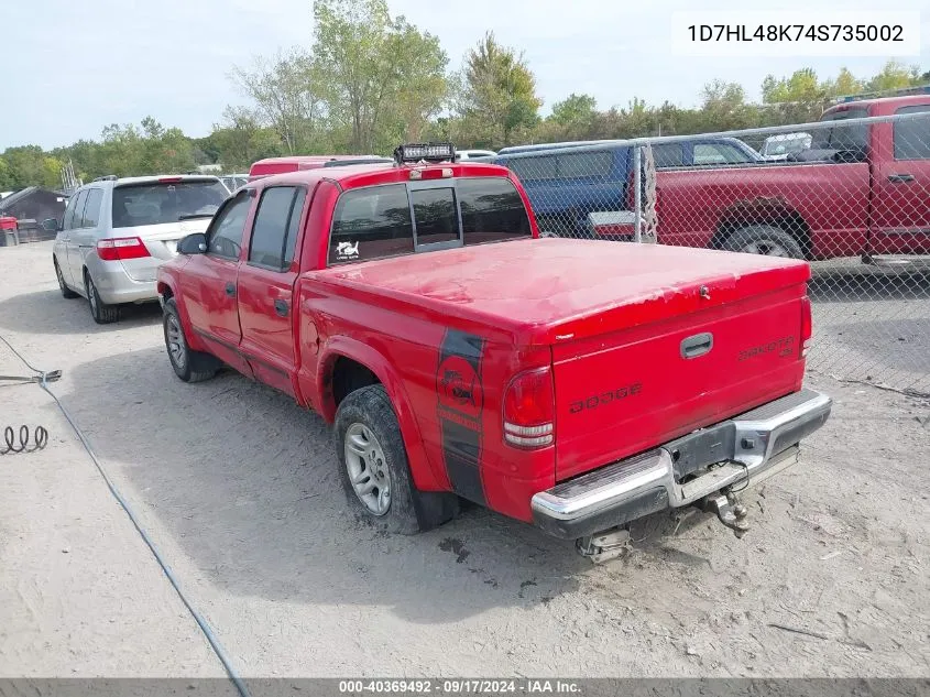 2004 Dodge Dakota Slt VIN: 1D7HL48K74S735002 Lot: 40369492