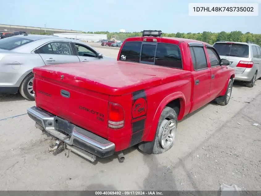 2004 Dodge Dakota Slt VIN: 1D7HL48K74S735002 Lot: 40369492