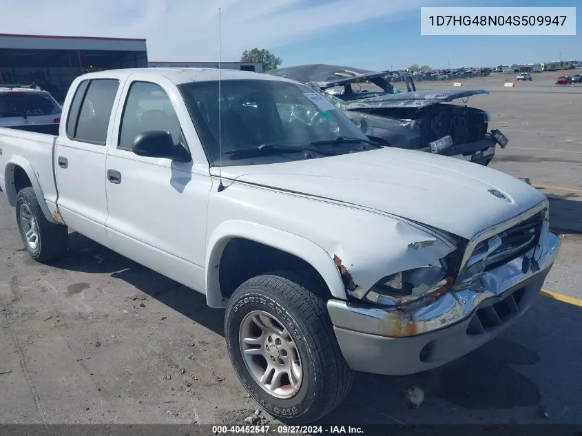 2004 Dodge Dakota Slt VIN: 1D7HG48N04S509947 Lot: 40452547