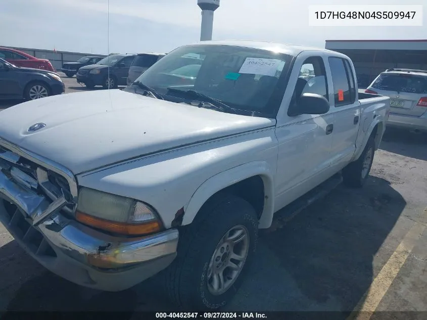 2004 Dodge Dakota Slt VIN: 1D7HG48N04S509947 Lot: 40452547