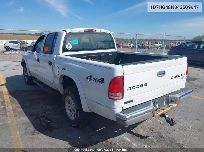 2004 Dodge Dakota Slt VIN: 1D7HG48N04S509947 Lot: 40452547