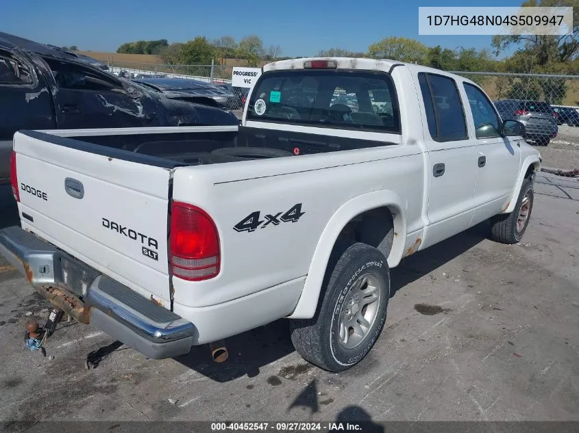 2004 Dodge Dakota Slt VIN: 1D7HG48N04S509947 Lot: 40452547