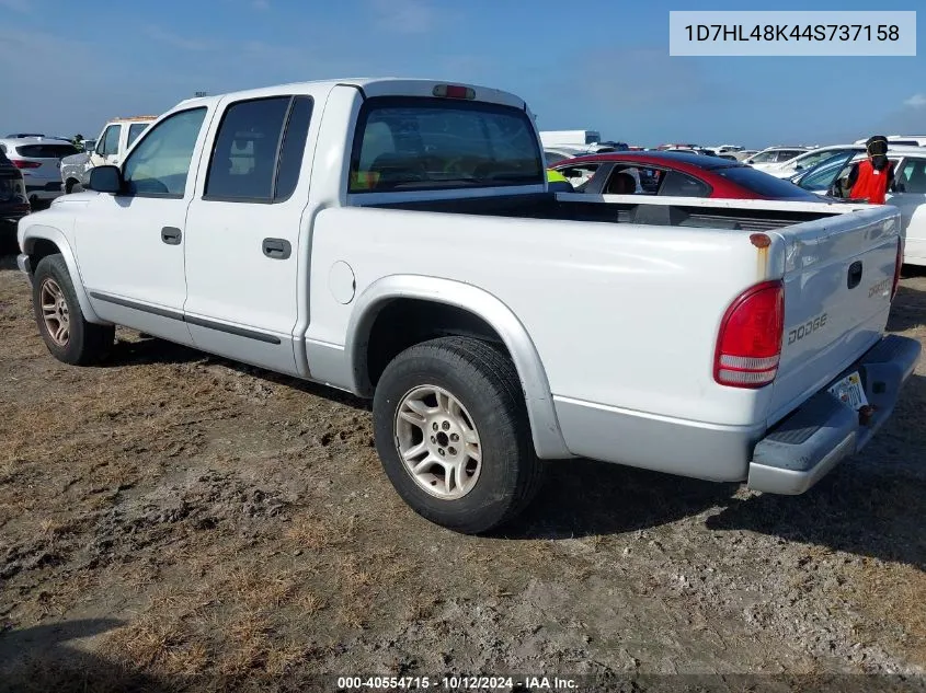 2004 Dodge Dakota Quad Slt VIN: 1D7HL48K44S737158 Lot: 40554715