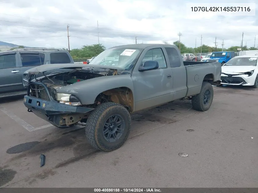 2004 Dodge Dakota Slt VIN: 1D7GL42K14S537116 Lot: 40598188