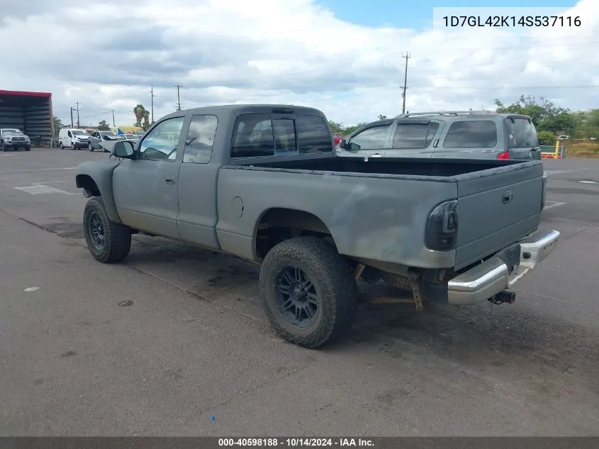 2004 Dodge Dakota Slt VIN: 1D7GL42K14S537116 Lot: 40598188