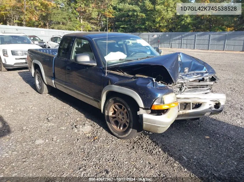 2004 Dodge Dakota Slt VIN: 1D7GL42K74S538528 Lot: 40617957