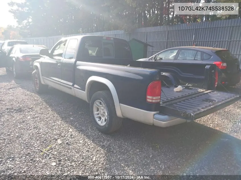 2004 Dodge Dakota Slt VIN: 1D7GL42K74S538528 Lot: 40617957