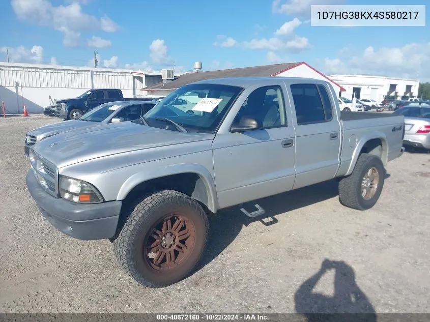 2004 Dodge Dakota Sport/Sxt VIN: 1D7HG38KX4S580217 Lot: 40672160